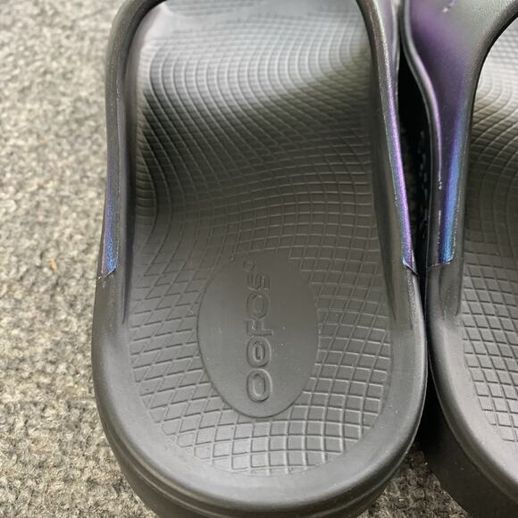 Oofos Ooahh Slides Women Size 7 Black Purple Lightweight Recovery Sandals Rubber - Picture 13 of 13